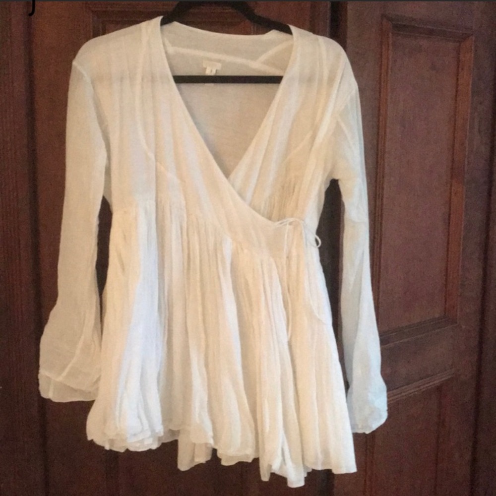 Dosa white cotton rabari wrap top size 3